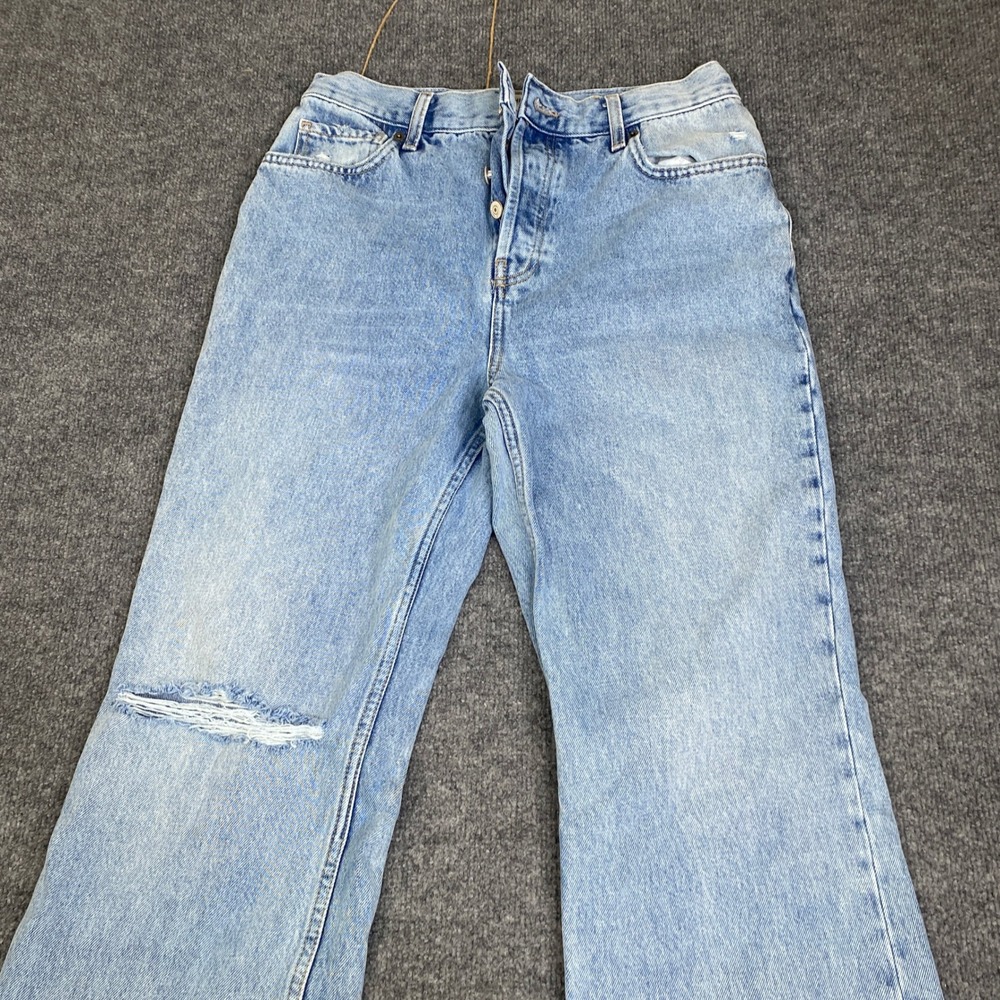 We The Free Free People Distressed Wide Leg Jeans Light Wash Button Fly Size 29 - Picture 2 of 9